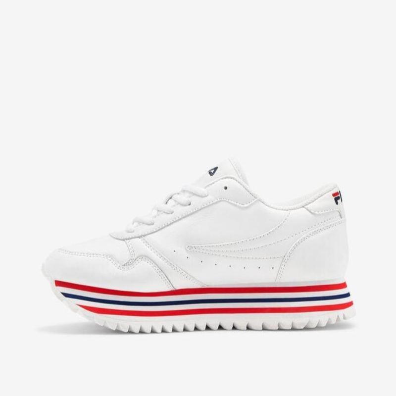 Tenis Fila Orbit Stripe Blanco Azul Rojo de Dama