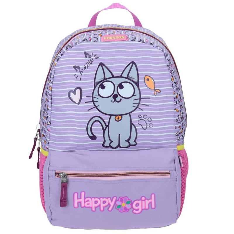 Mochila Grande Chenson Happy Girl Gato hg64151-v