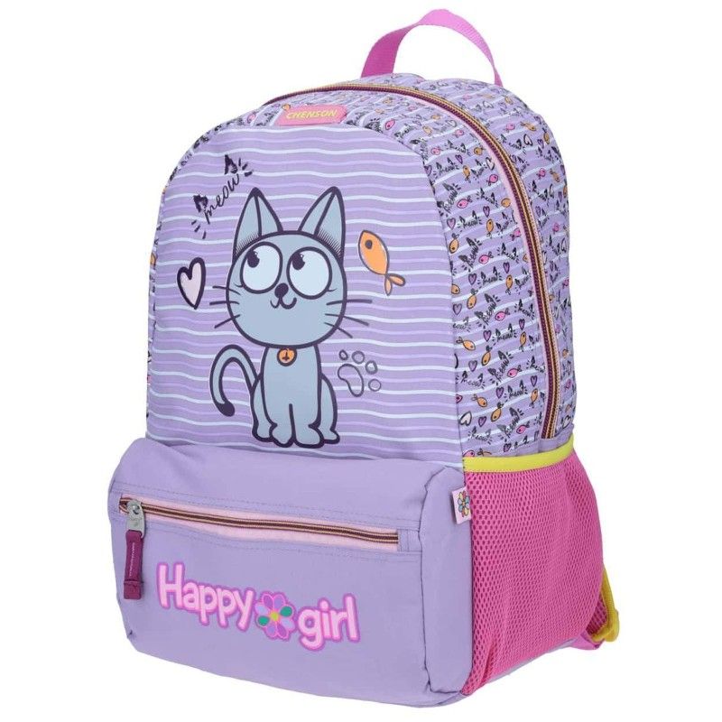 Mochila Grande Chenson Happy Girl Gato hg64151-v