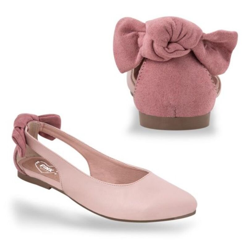 Flats Balerina Zapato Casual Para Dama Rosa Con Moño 375