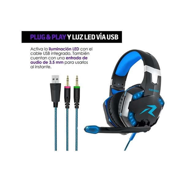 AUDIFONOS GAMER G9000 SONIDO HD 360 MICROFONO LED COLOR ROJO