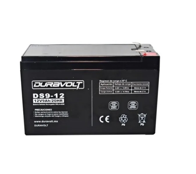 Duravolt Bateria Recargable Sellada D12-9 9Ah/20HR Agm Bateria 12V