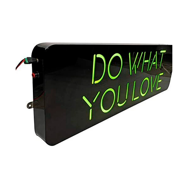 Letrero luminoso LED"DO WHAT YOU LOVE", estilo neon led con tipografía en colores.