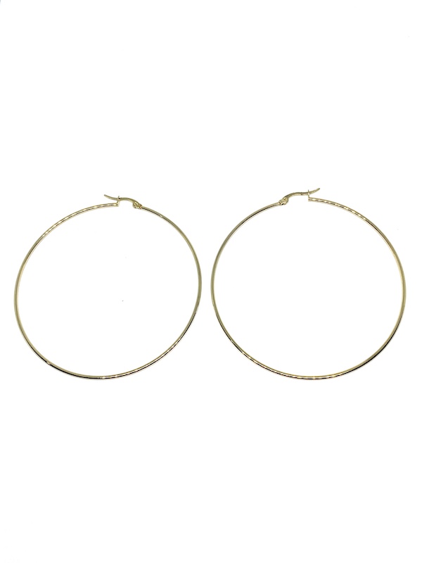 Arracada acero inoxidable dorada 70 mm