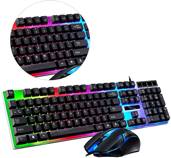 KIT TECLADO Y MOUSE GAMER T6 CON LUZ LED