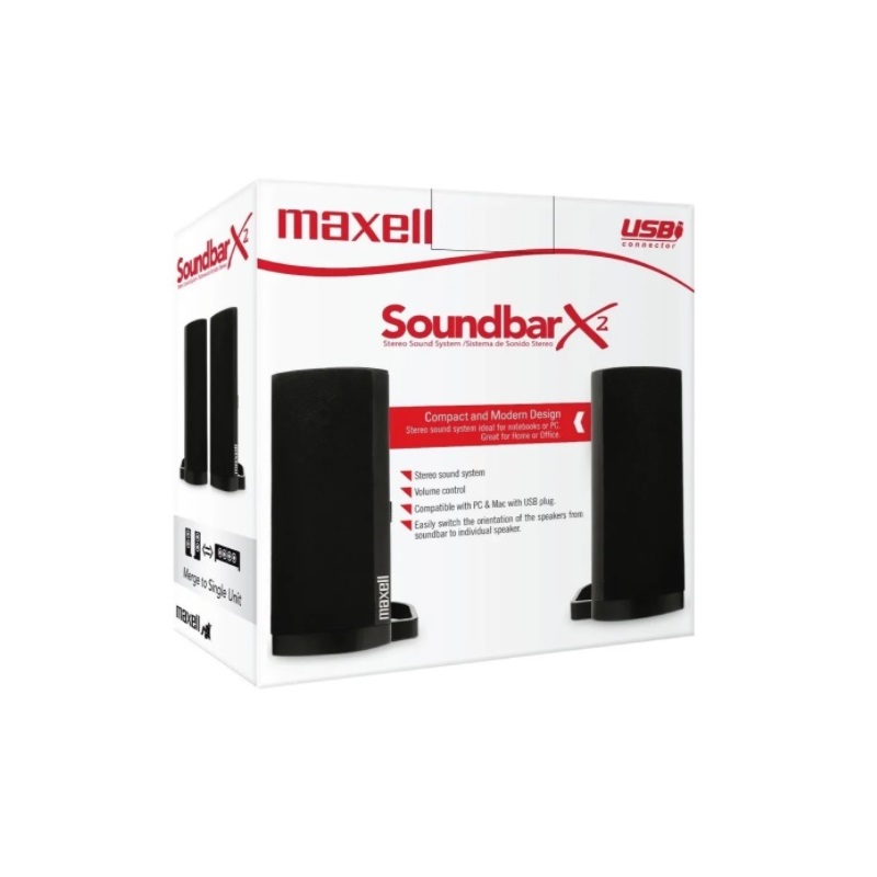Bocina Para Computadora Maxell / Soundbar X2 / Tipo Barra / 3.5 Mm / 2.0 Canales / 347133