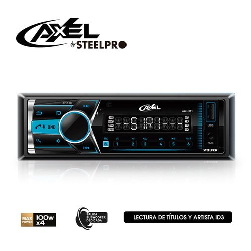 Steelpro Autoestereo 1 DIN con Caratula Desmontable, Siri Voice y Google App, Bluetooth - Axel Premium