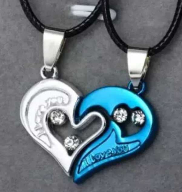 2 Collares De Corazon Para Pareja Regalo Amor Novios Detalle