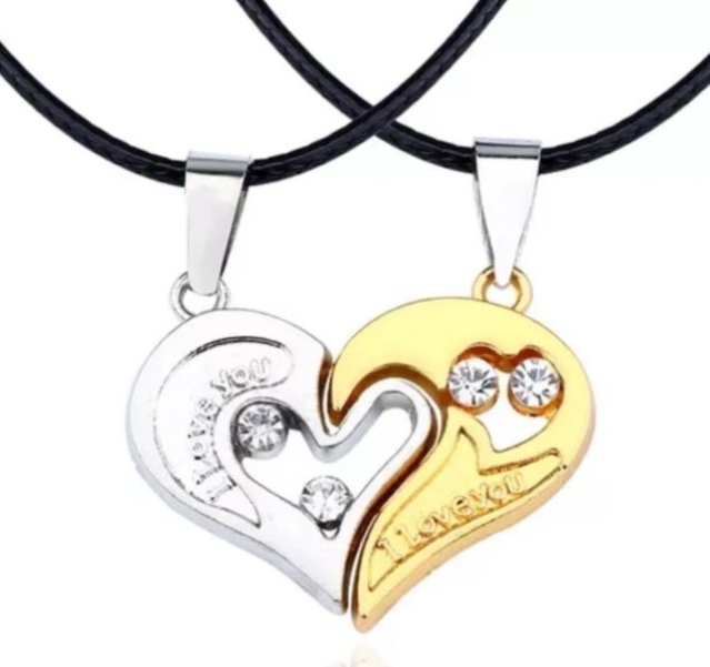2 Collares De Corazon Para Pareja Regalo Amor Novios Detalle