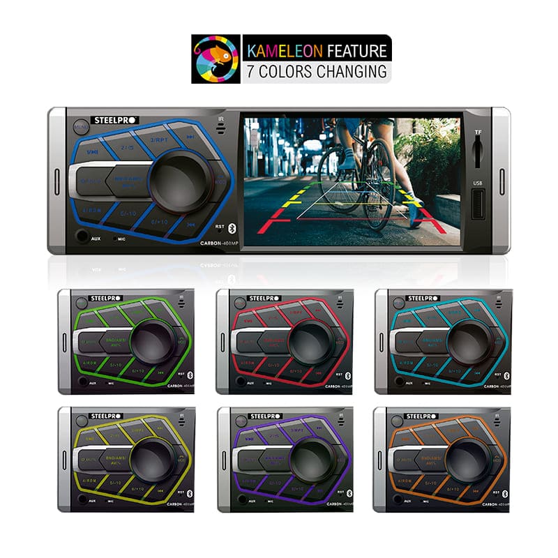 Autoestereo con Pantalla 1 DIN - Mirrorlink, Bluetooth, USB, Sd card, Auxiliar - Steelpro