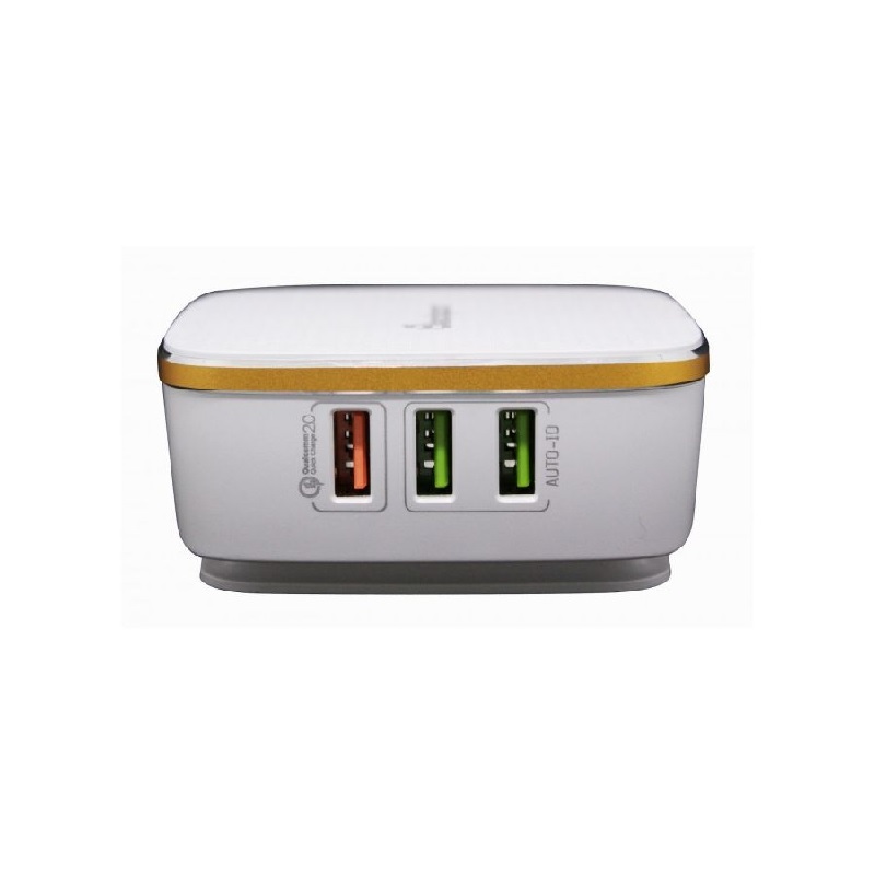 Smart HUB USB 2.0 blanco 6 puertos Cargador PC Lap Cel Tableta Datos Carga Quick Charge 2.0 Cable