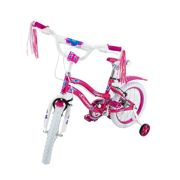 Bicicleta para niña Unibike Sunny Rodada 16, Rosa Metálico, con rueditas de entrenamiento
