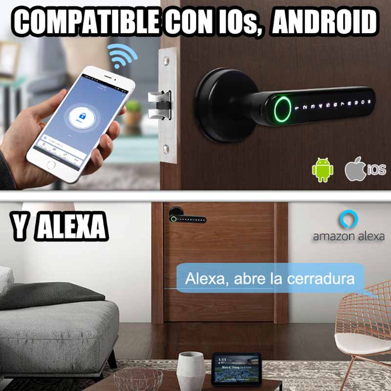 Cerradura Biometrica Huella Digital Teclado App Alexa Tuya