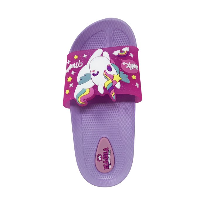 Hemosa Sandalia Onix tipo Slide Magia Unicornio Estelar Color Violeta