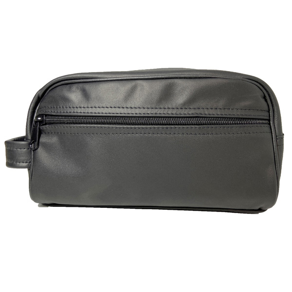 SOBAQUERA NECESER  DE PIEL NEGRO LISO 