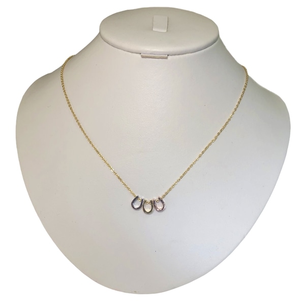 Collar en Chapa de Oro de 14K con dije de Herradura y par de Aretes - Mancini Joyas