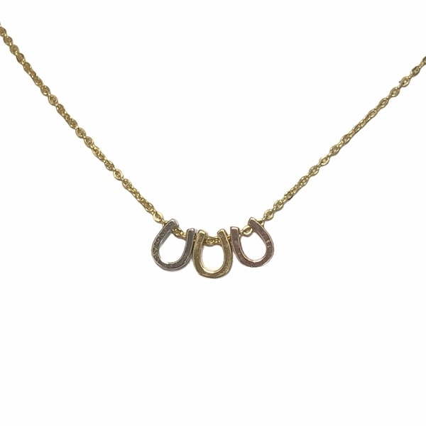 Collar en Chapa de Oro de 14K con dije de Herradura y par de Aretes - Mancini Joyas