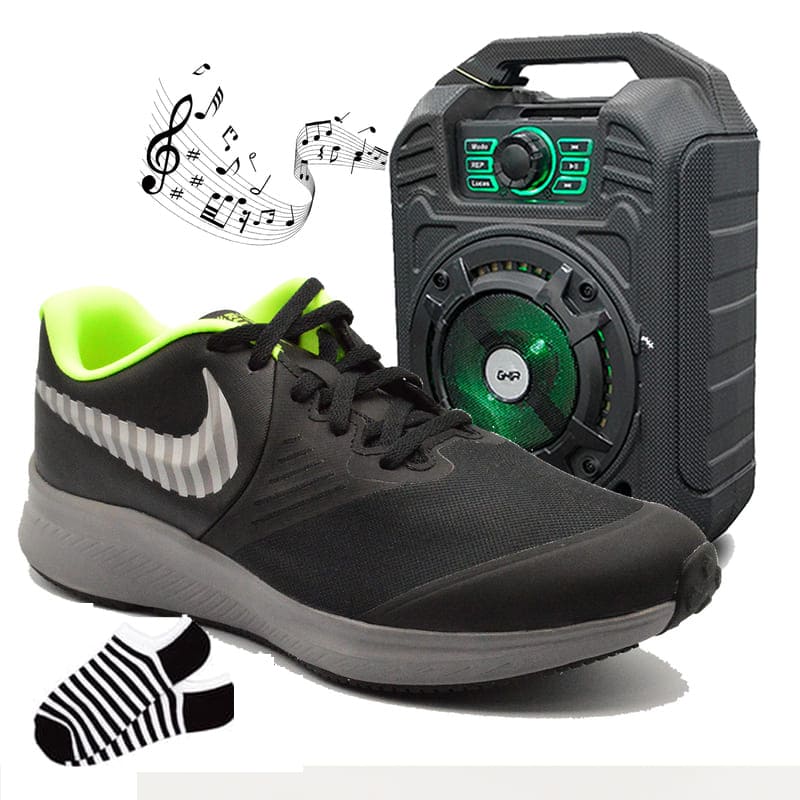 Tenis Nike Star Runner 2 HZ - CI5371 001 + Bocina Bluetooth + regalo 6 pack de calcetines