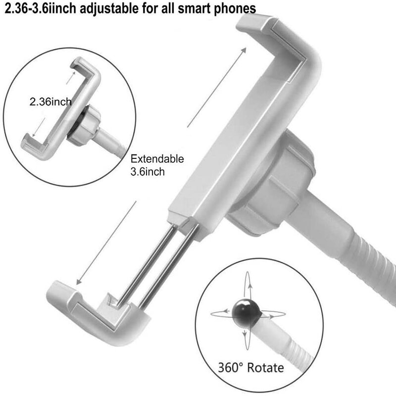 Aro de luz 3.5 TECK TECK pulgadas soporte para celular con brazo flexible a 360 grados para toma de fotos, blanco.