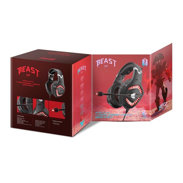 Audífonos Gamer Muspell Ultimate:7.1 Digital Surround + Vibration Stf Beast Negro