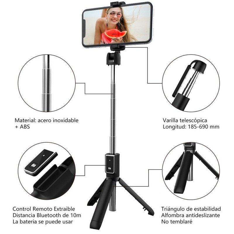 Selfie stick y tripié dos en 1 STAND P50 Wirelees mini live broadcast