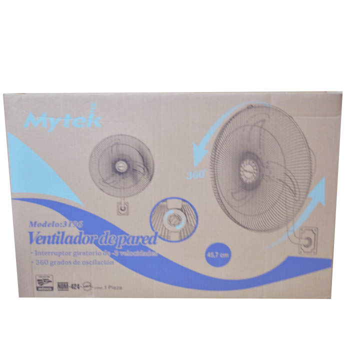 Ventilador Pared Mytek 3 Aspas De Metal 45 Cm 3 Velocidades