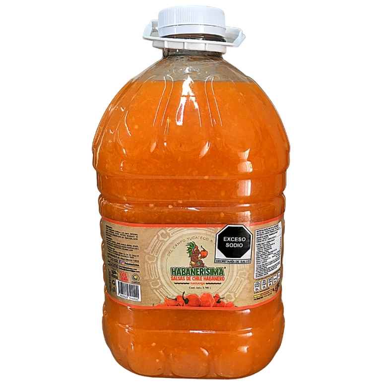 Salsa Chile Habanero Naranja de Galón Caja