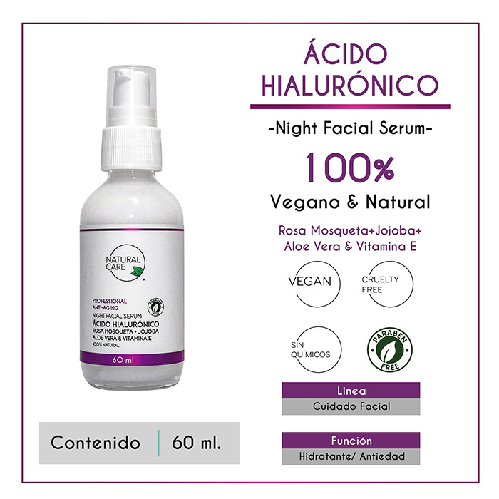 Suero Facial Con Acido Hialurónico, Aloe Vera, Vitamina E