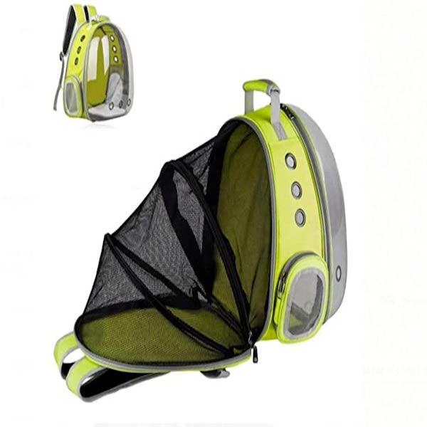 Mochila Transportadora De Animales/ Perros Y Gatos/ Con Domo// Amarilla