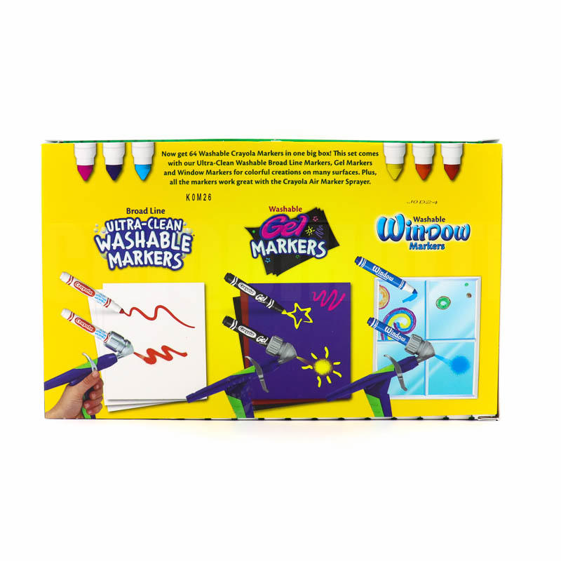 Plumones Crayola 64 Lavables, Gel y Vidrio