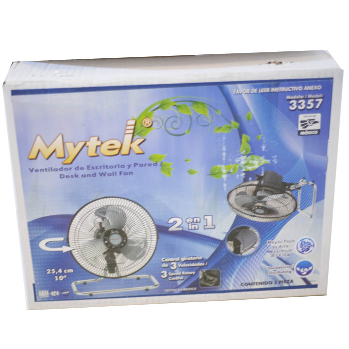 Ventilador Base De Escritorio Y Pared 25,4cm Mytek Oscilatorio 