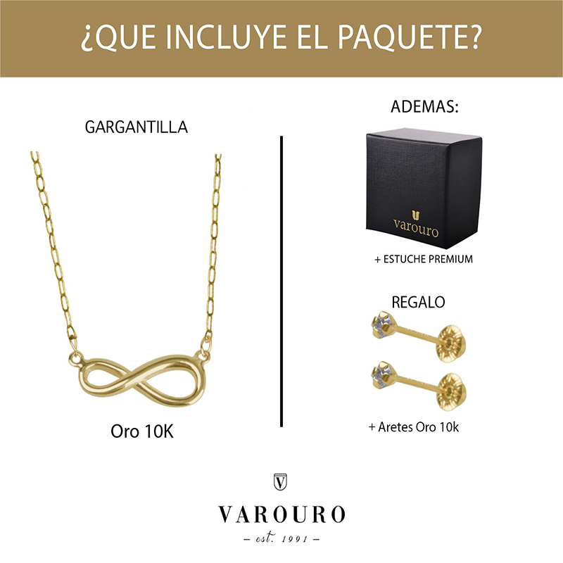 Gargantilla Oro Puro 10k Infinito  VAROURO | Collar Amor + Estuche
