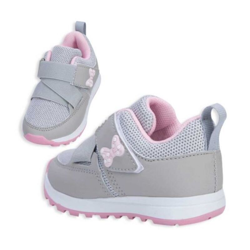Tenis Casual Para Niña Gris Con Moño Rosa 962747