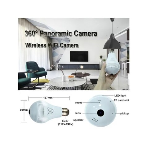 Foco Led Inteligente Con Cámara Panorámica Wifi 360 1080p    