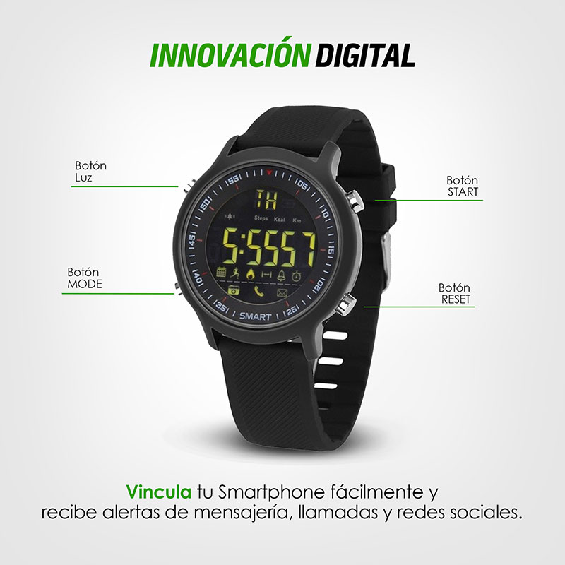 Smartwatch Reloj Inteligente Deportivo con Podómetro Redlemon