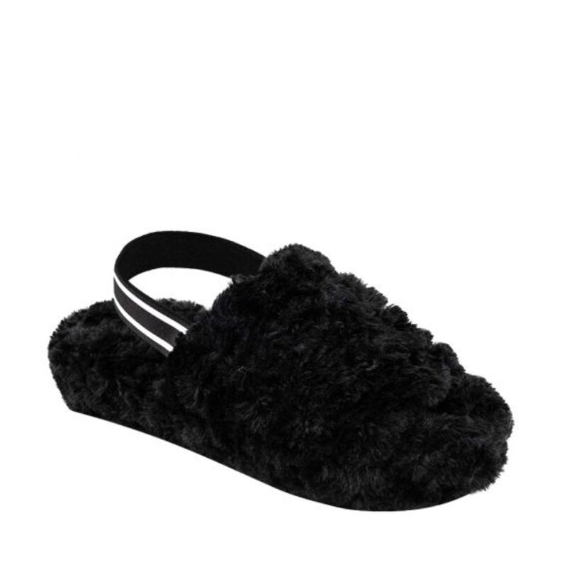 Pantufla Sandalia Para Dama Mujer Peluche Color Negro 419