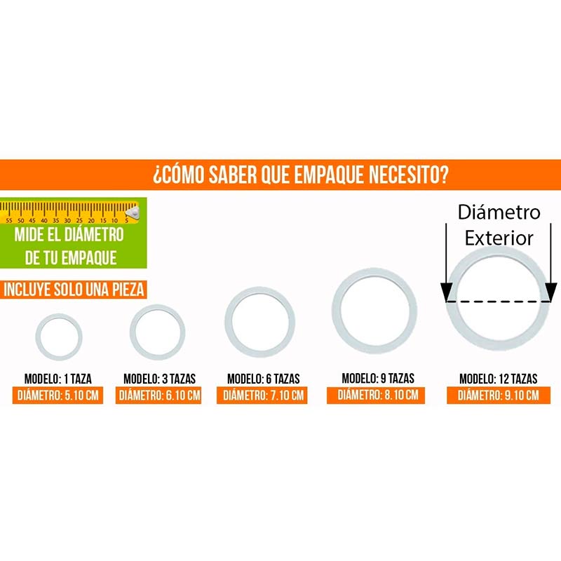 Empaque para Cafetera Italiana Bialetti y Turmix - 3 Tazas