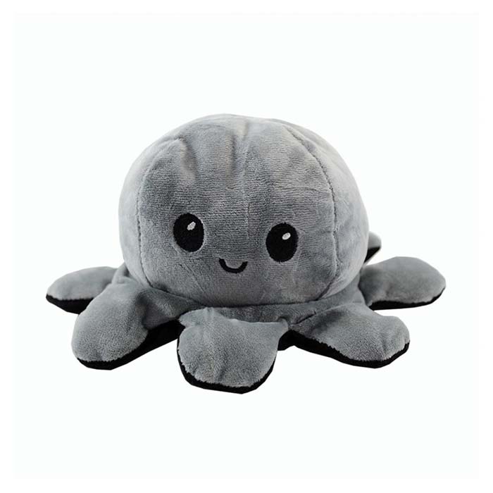 Pulpo reversible peluche negro - gris