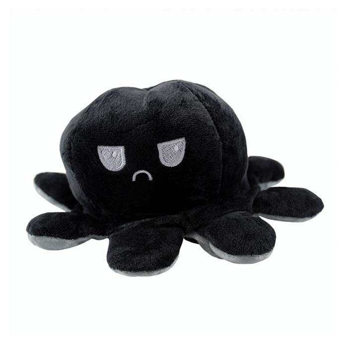 Pulpo reversible peluche negro gris