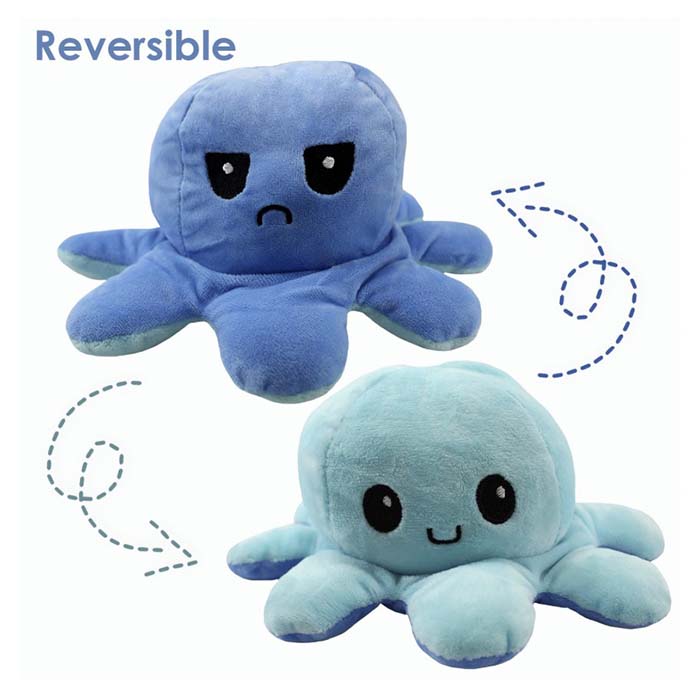 Pulpo reversible peluche azul - azul cielo