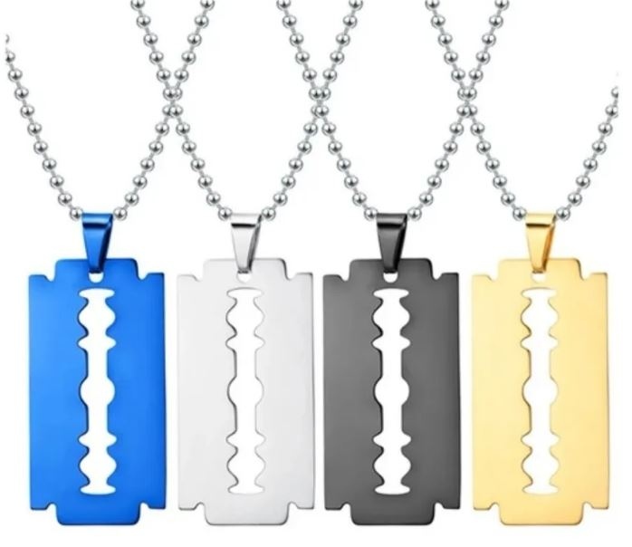 Collar Navaja Lisa Rasurar Barbero Dije Cadena Acero Unisex