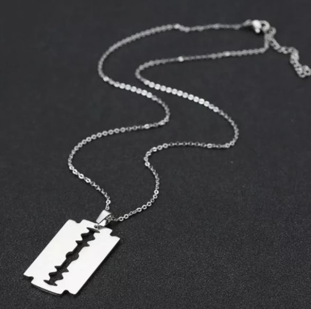 Collar Navaja Lisa Rasurar Barbero Dije Cadena Acero Unisex