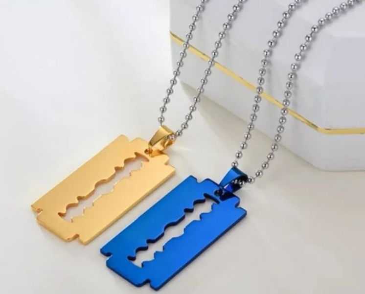 Collar Navaja Lisa Rasurar Barbero Dije Cadena Acero Unisex