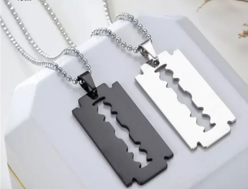 Collar Navaja Lisa Rasurar Barbero Dije Cadena Acero Unisex