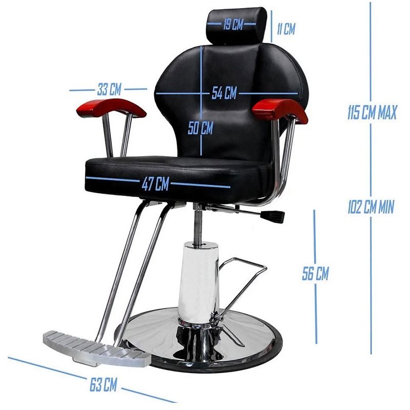 Silla Barberia Hidraulico12 Niveles Altura Silla Reclinable Giratorio Madera Blanco