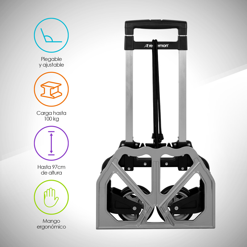 Diablito Plegable de Aluminio con Capacidad de 100 kg Redlemon