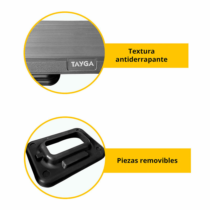 Tayga banco step aerobics pilates gris altura ajustable