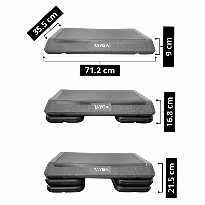 Tayga banco step aerobics pilates gris altura ajustable