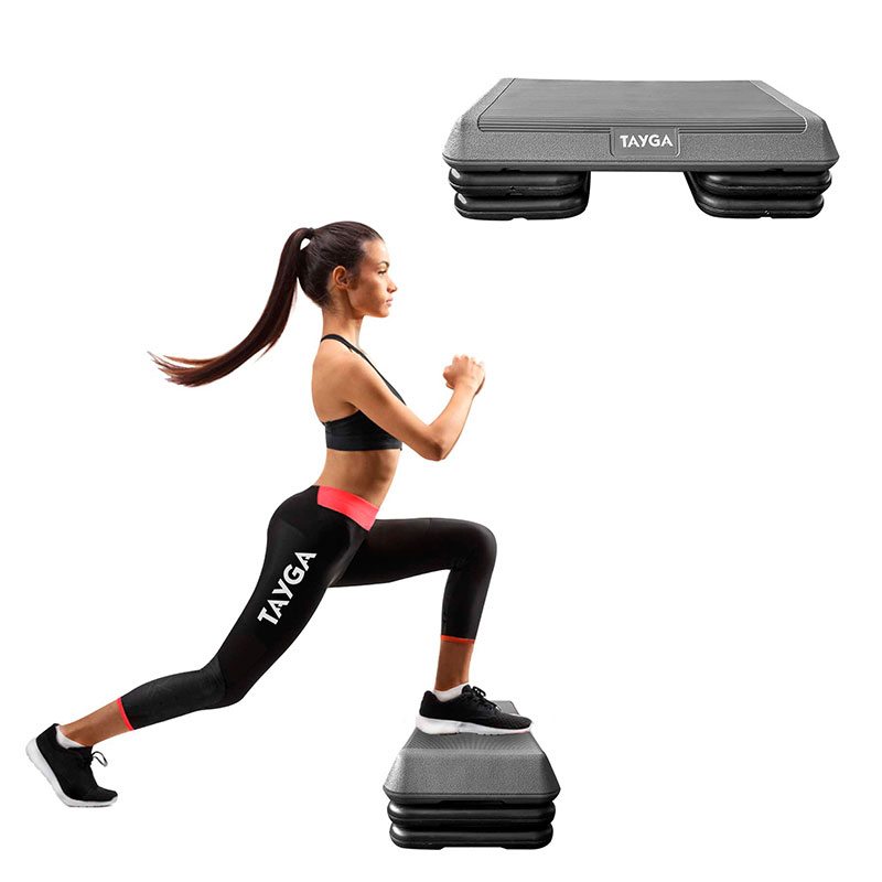 Tayga banco step aerobics pilates gris altura ajustable