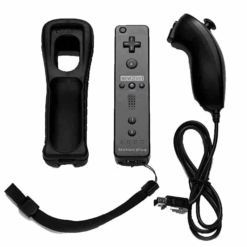 Wii / Wii U Control Remote + Nunchuck + Funda Silicona (Negro)